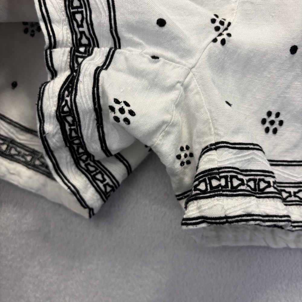 LOFT Linen Blend Belted Shorts Womens Small S White Floral Embroidered Elastic - Picture 9 of 11